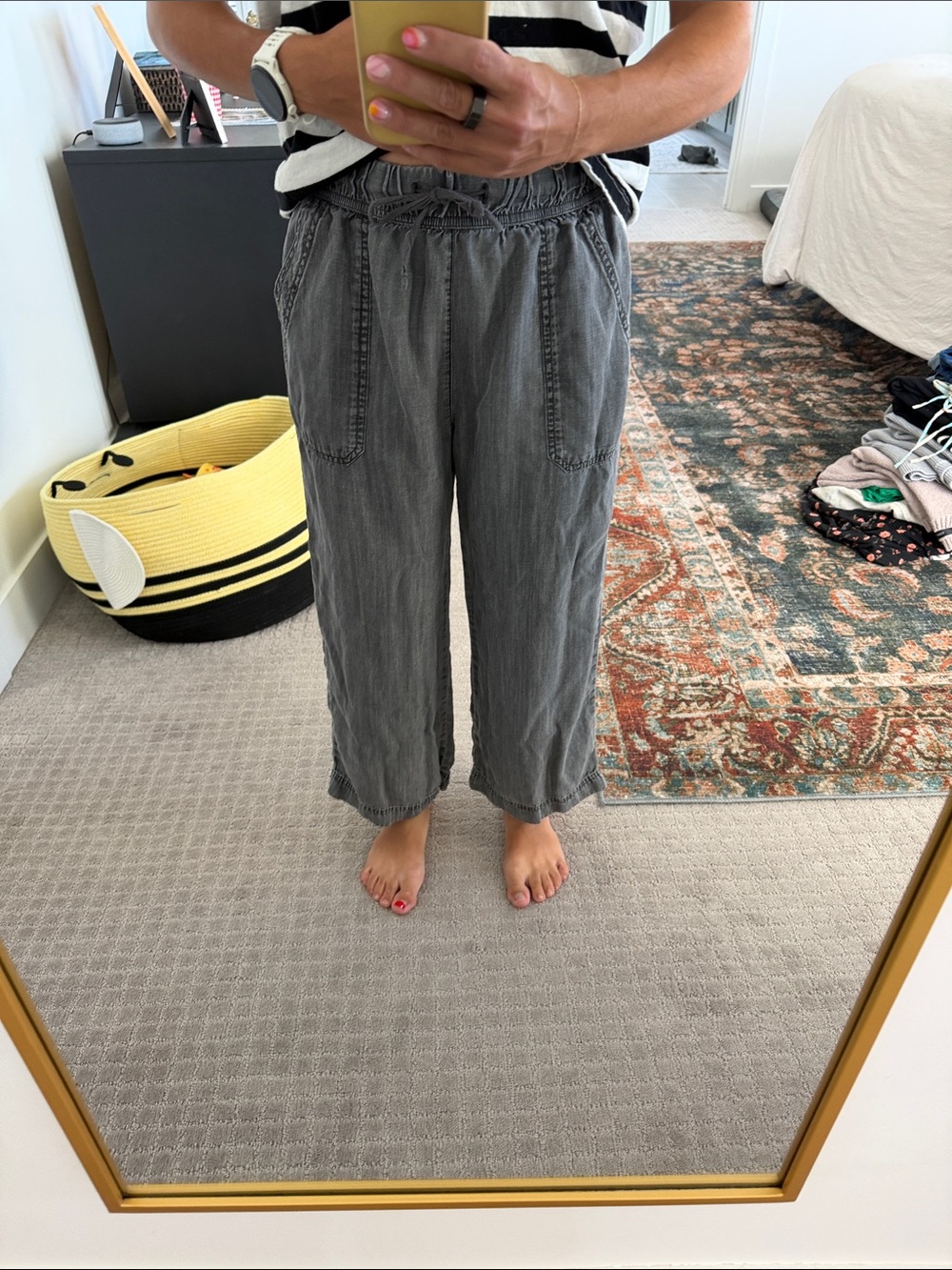 Gray Pull-On Casual Pants